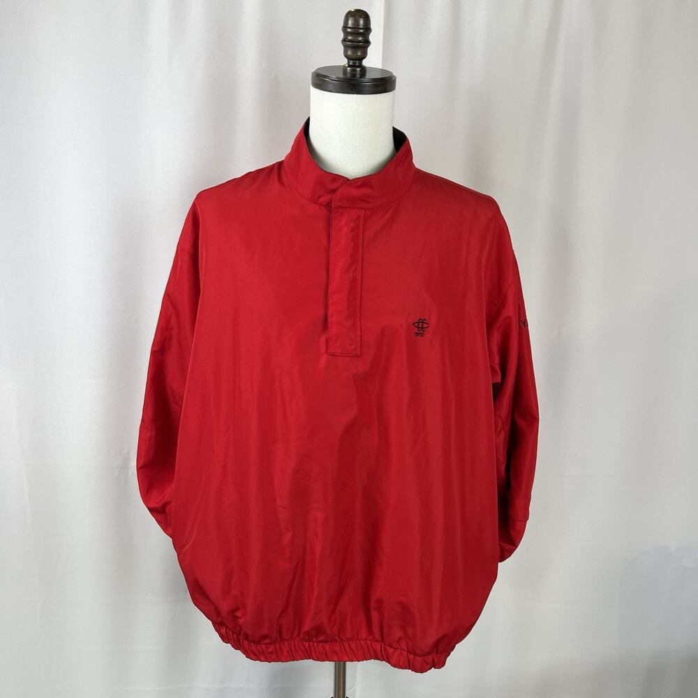 DryJoys By FootJoy Jacket Mens Size Large Red Golf Windbreaker 1/4 Zip Pullover